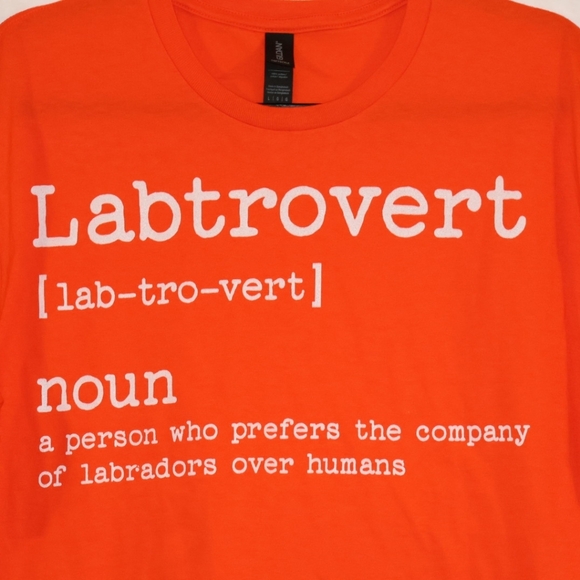 Gildan Labtrovert Labrador Graphic T-Shirt - Orange. Large. Unisex. - Picture 2 of 6